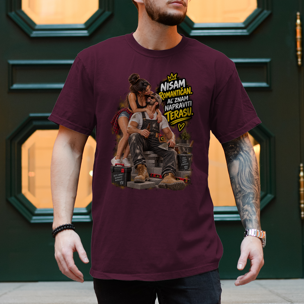 Herren T-Shirt Bauarbeiter – Nisam romantičan, al’ znam napraviti terasu