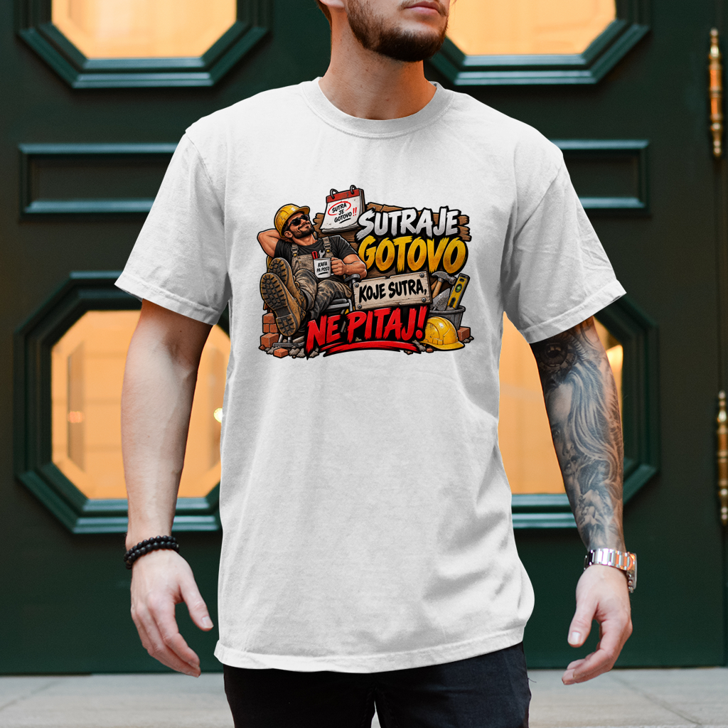 Herren T-Shirt Bauarbeiter – Sutra je gotovo, koje sutra ne pitaj