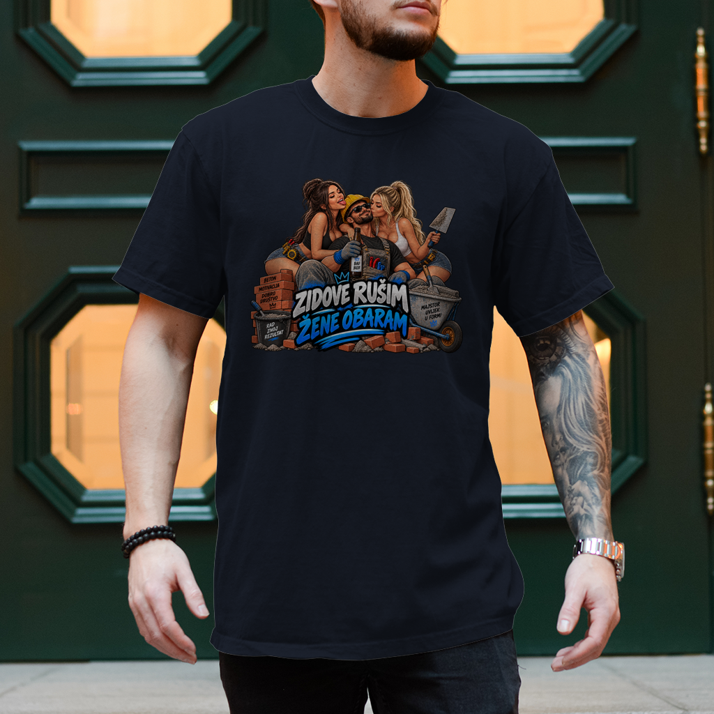 Herren T-Shirt Bauarbeiter – Zidove rušim, žene obaram