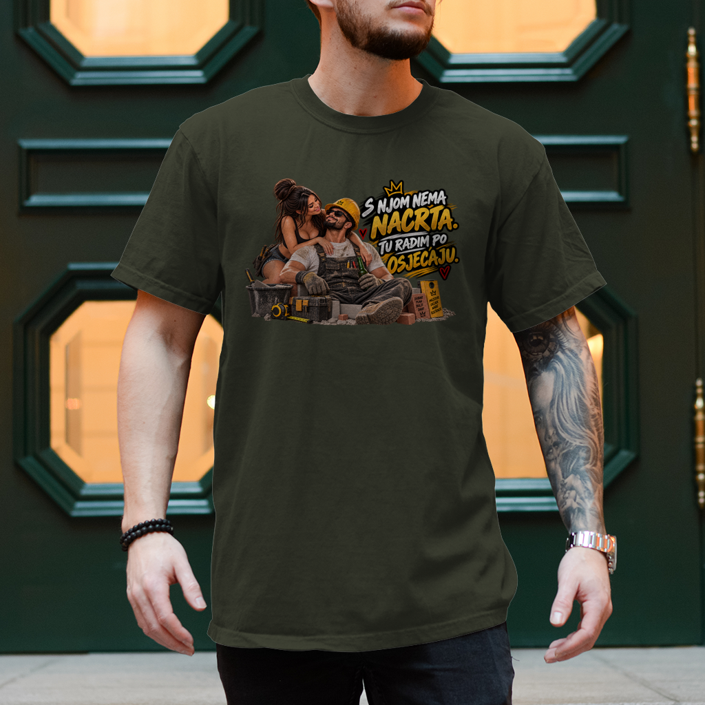 Herren T-Shirt Bauarbeiter – S njom nema nacrta, tu radim po osjećaju