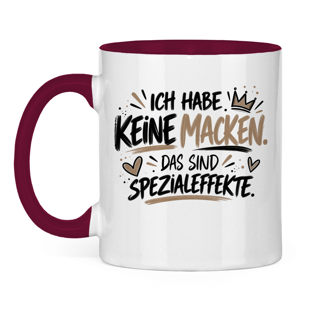 Lustige Tasse „Ich habe keine Macken – das sind Spezialeffekte“ – Spruchtasse