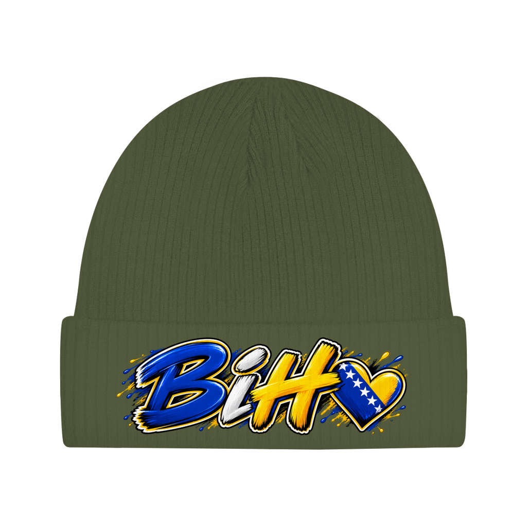 Bosnien Mütze / Beanie aus Bio-Baumwolle | BiH Herz