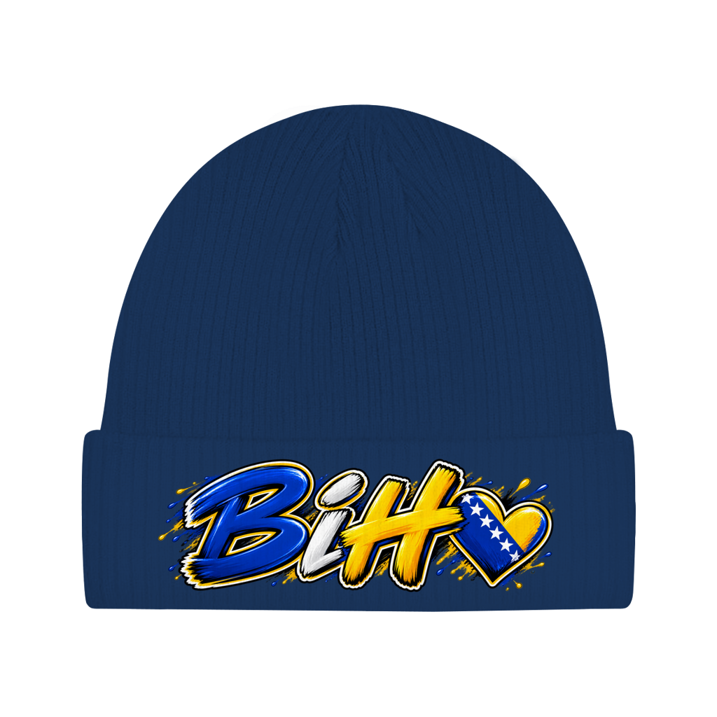 Bosnien Mütze / Beanie aus Bio-Baumwolle | BiH Herz