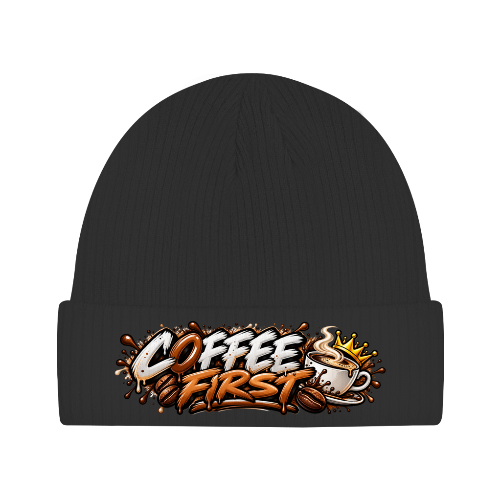 Beanie aus Bio-Baumwolle - Coffee first