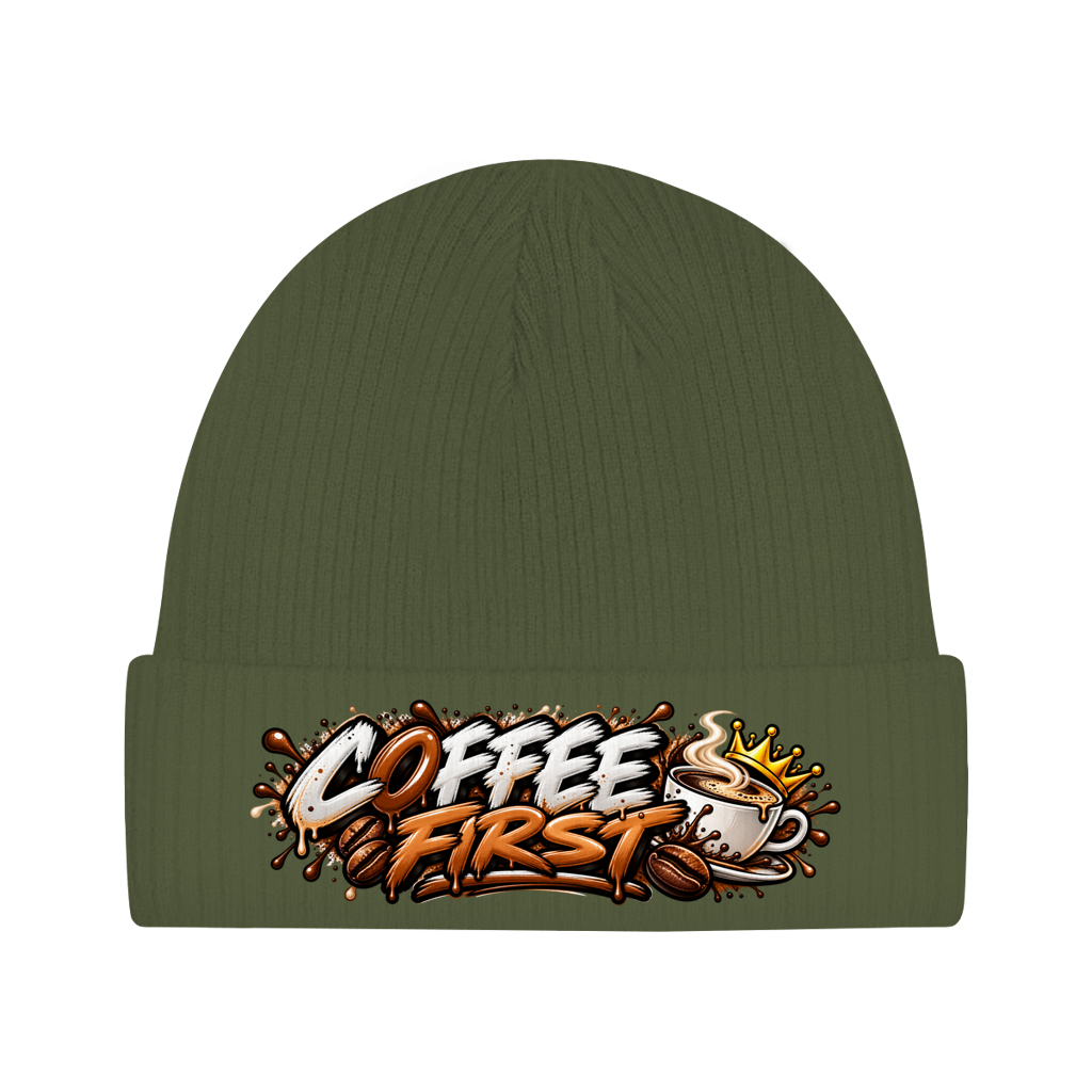 Beanie aus Bio-Baumwolle - Coffee first