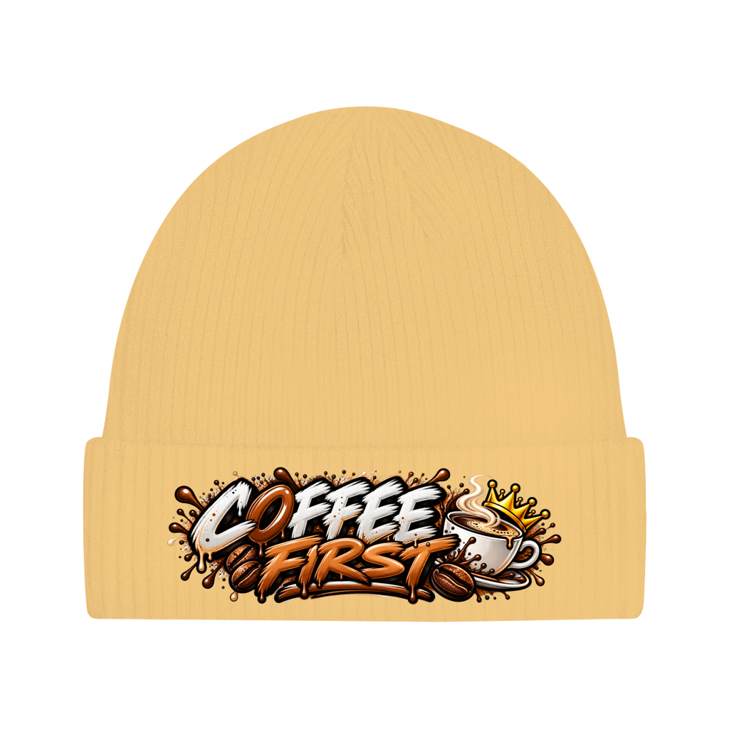 Beanie aus Bio-Baumwolle - Coffee first
