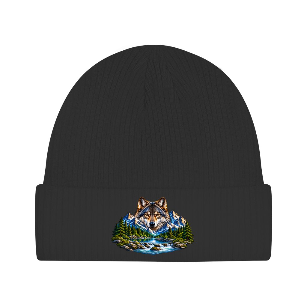 Beanie aus Bio-Baumwolle - Wolf & Berge