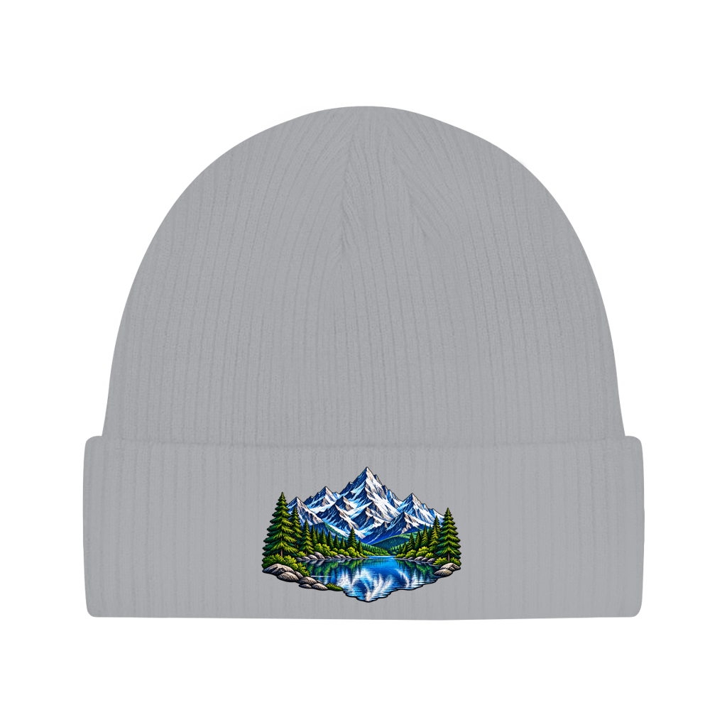 Beanie aus Bio-Baumwolle - Berglandschaft