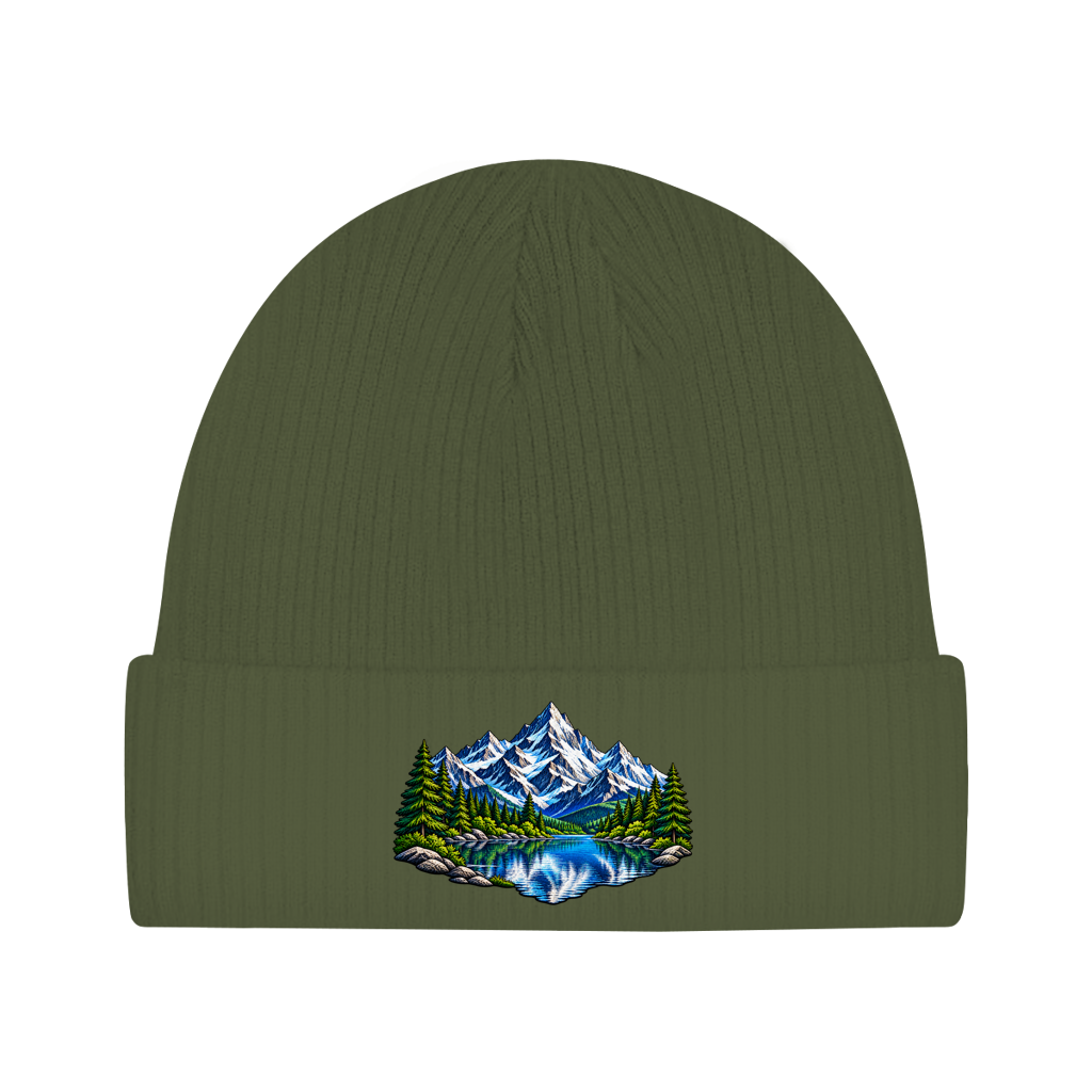 Beanie aus Bio-Baumwolle - Berglandschaft