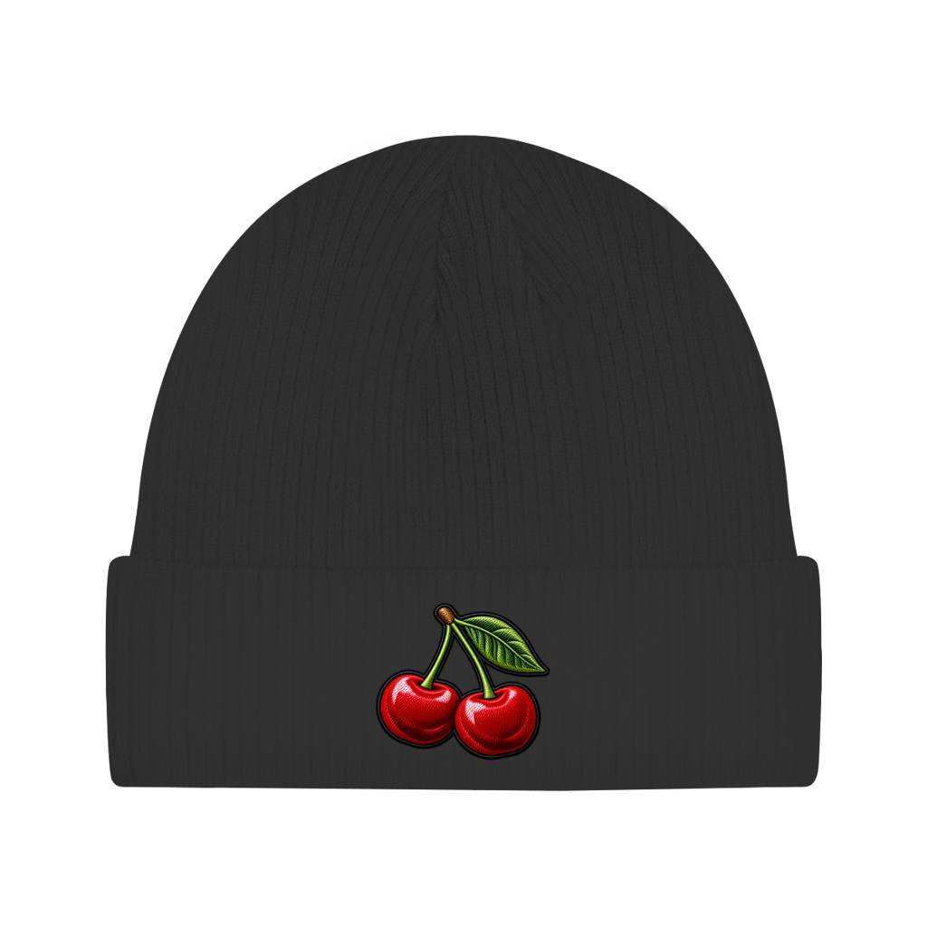 Beanie aus Bio-Baumwolle - Kirschen