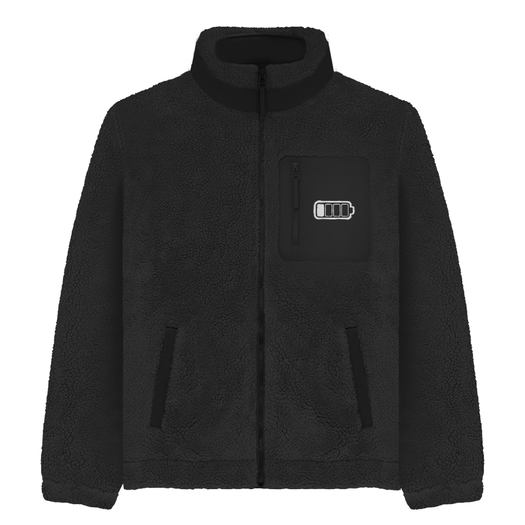 Low Battery Sherpa Jacke – Unisex Fleece Jacke mit Statement