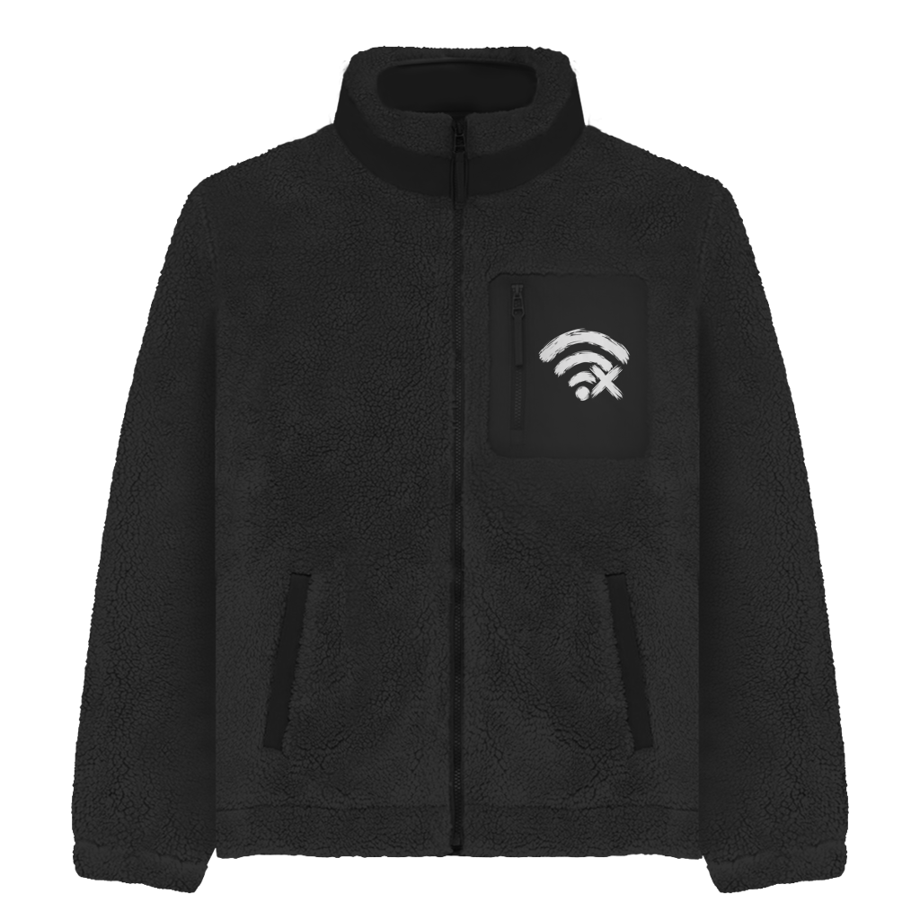 Connection Lost Sherpa Jacke – Unisex Fleece Jacke mit Statement