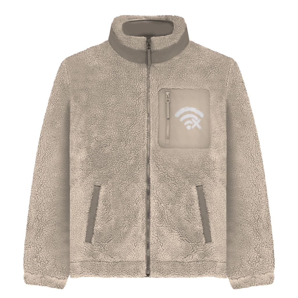 Connection Lost Sherpa Jacke – Unisex Fleece Jacke mit Statement