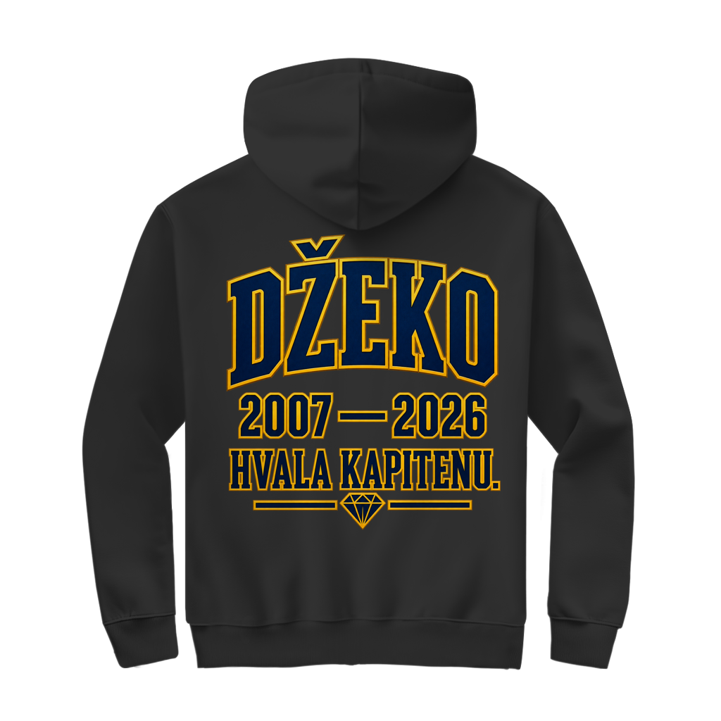 Džeko 11 Herren Zipper Hoodie – 2007–2026 | Hvala Kapitenu | Bosnien Fan Hoodie