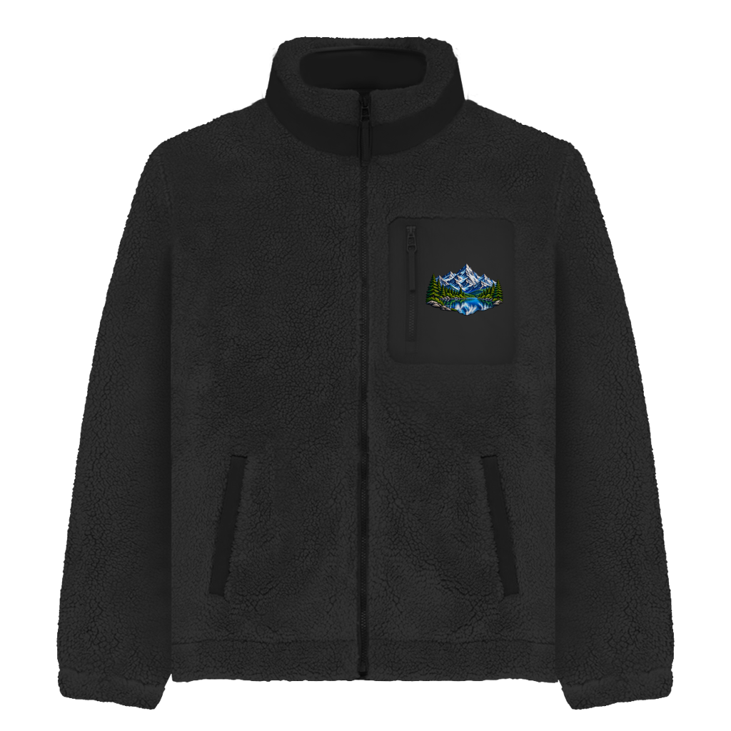 Sherpa Jacke Berglandschaft – Unisex Fleece Jacke mit Motiv | Cozy & Warm