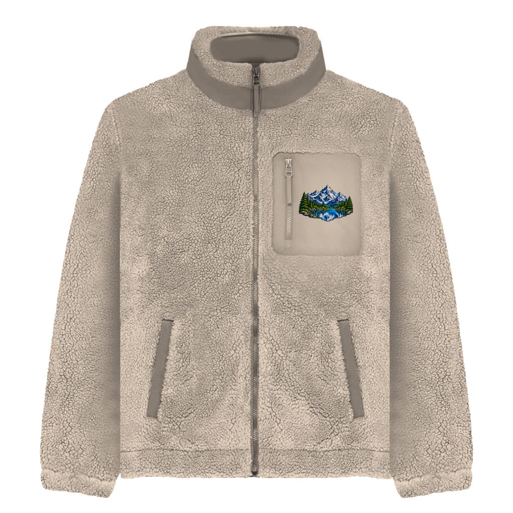 Sherpa Jacke Berglandschaft – Unisex Fleece Jacke mit Motiv | Cozy & Warm