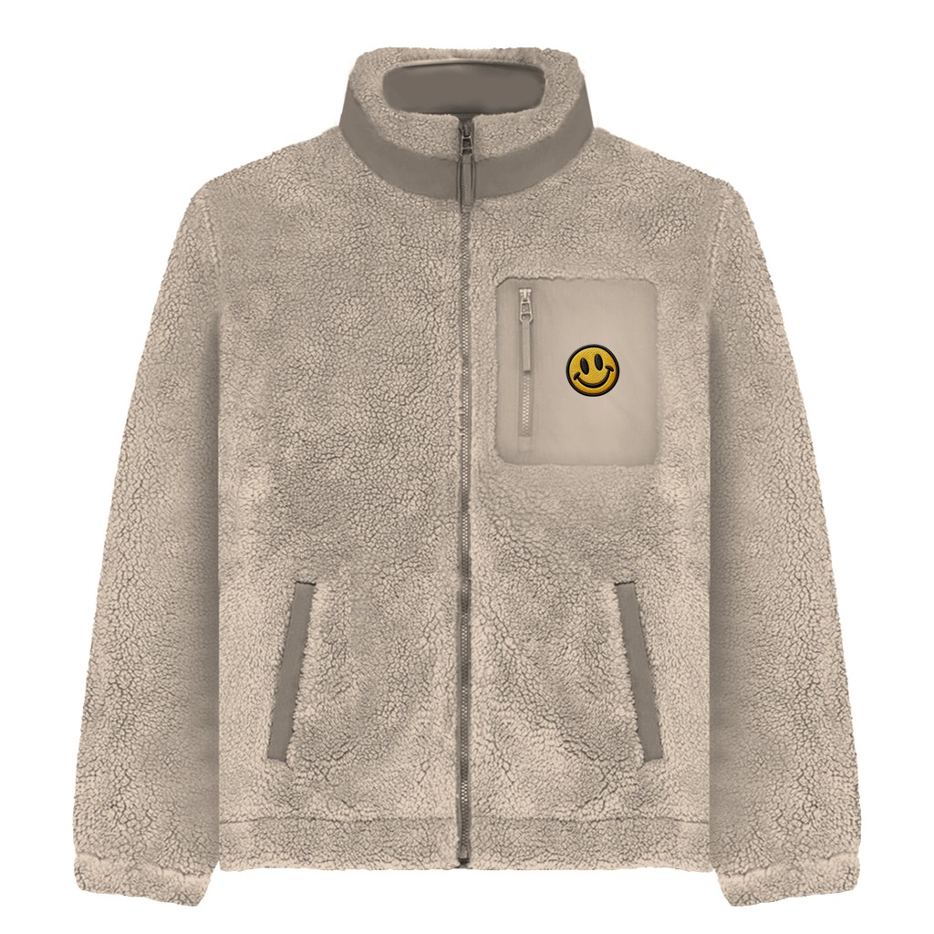 Sherpa Jacke Smiley – Unisex Fleece Jacke mit Motiv | Cozy & Warm