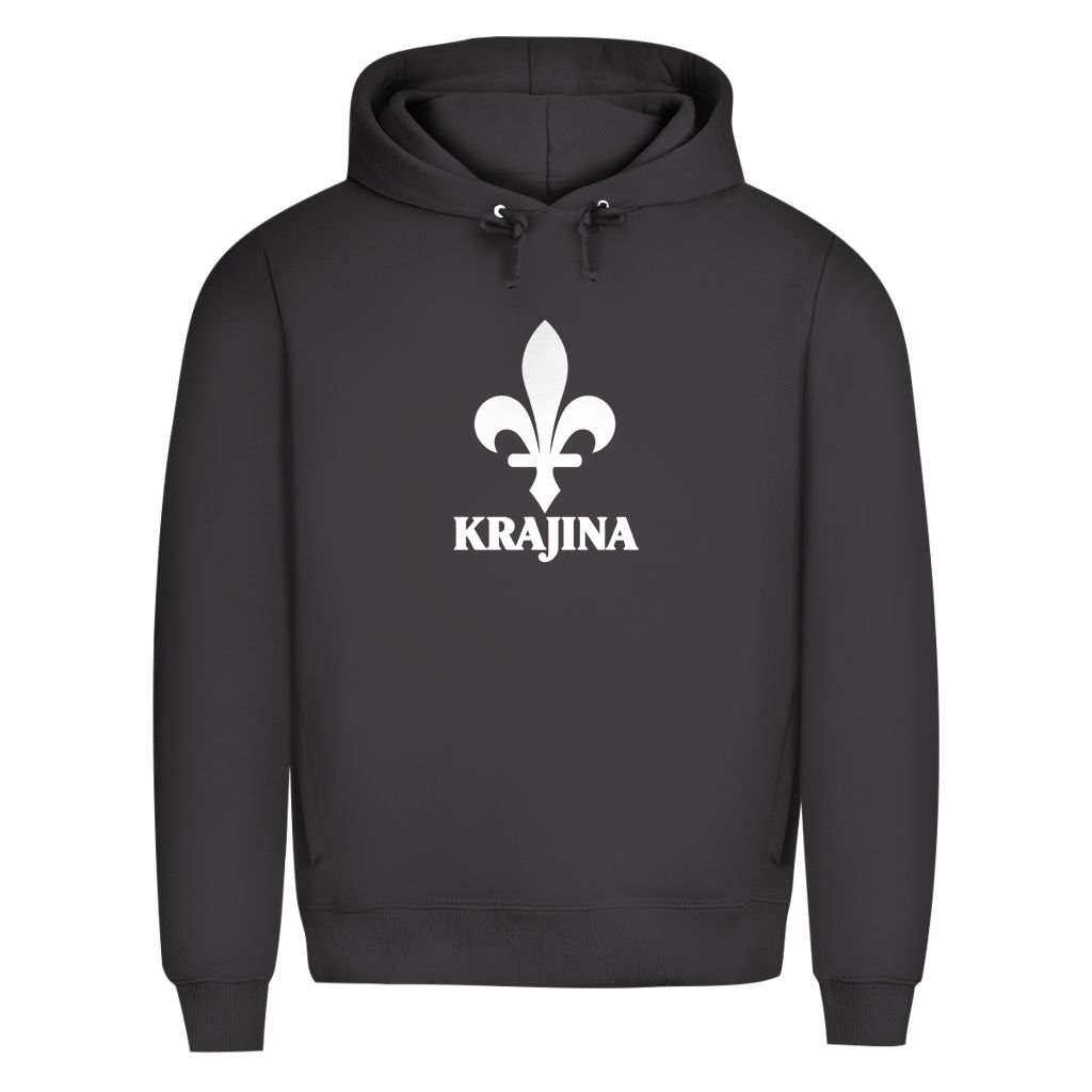Krajina Herren Premium Bio Hoodie – Bosnische Lilie Weiß