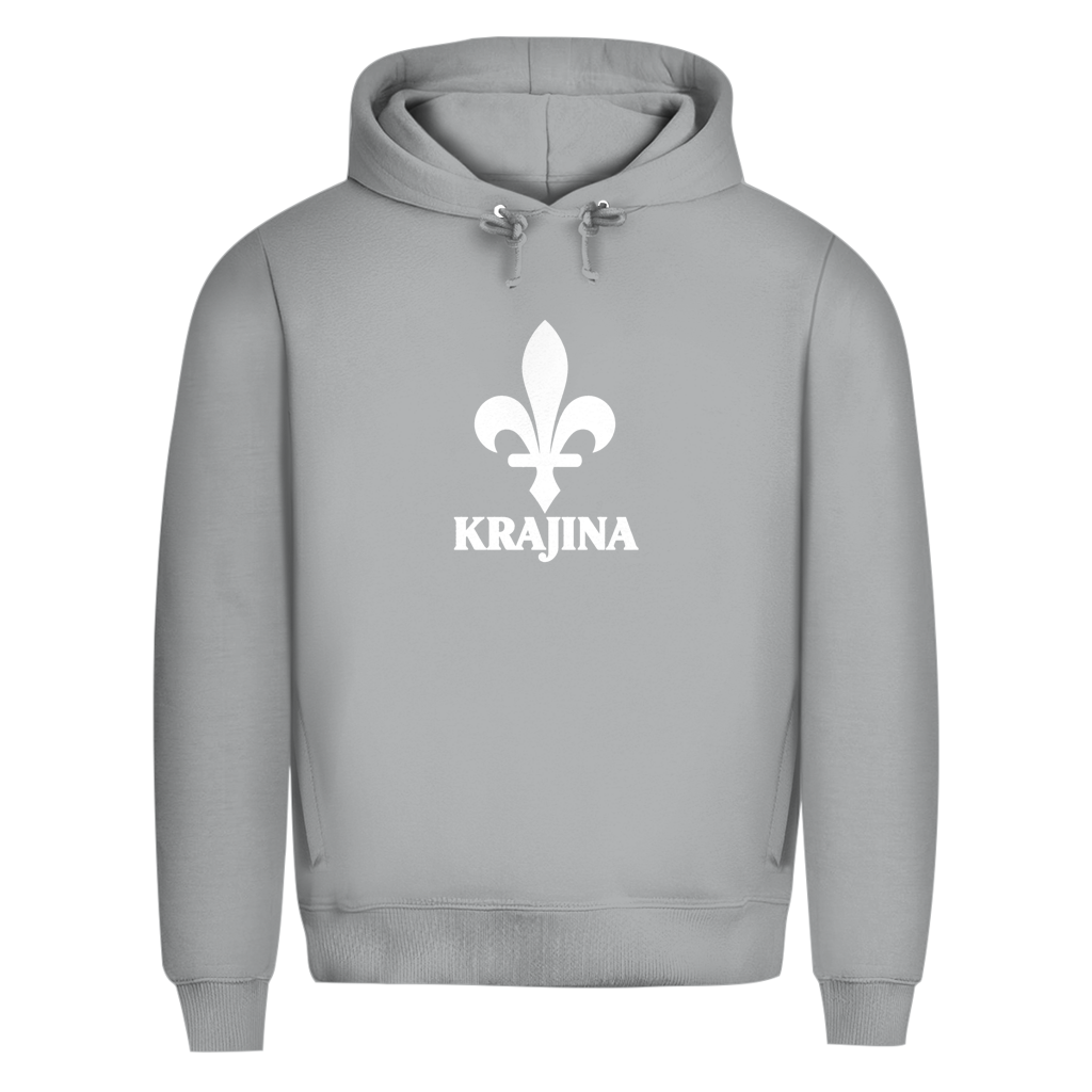Krajina Herren Premium Bio Hoodie – Bosnische Lilie Weiß