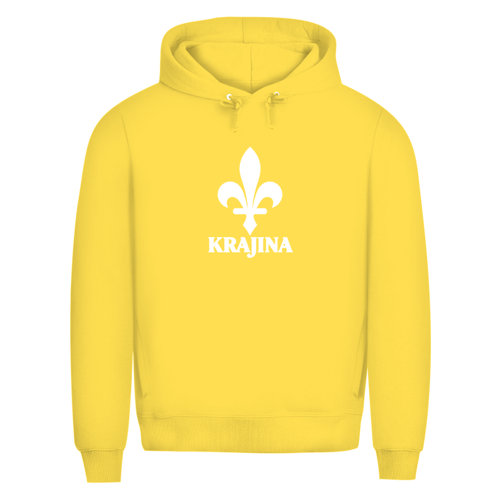 Krajina Herren Premium Bio Hoodie – Bosnische Lilie Weiß