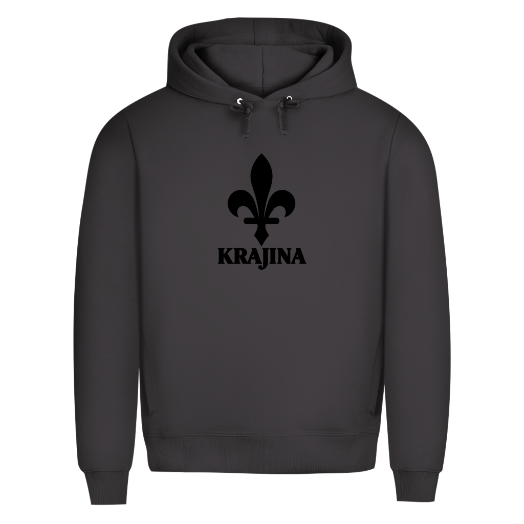 Krajina Herren Premium Bio Hoodie – Bosnische Lilie Schwarz