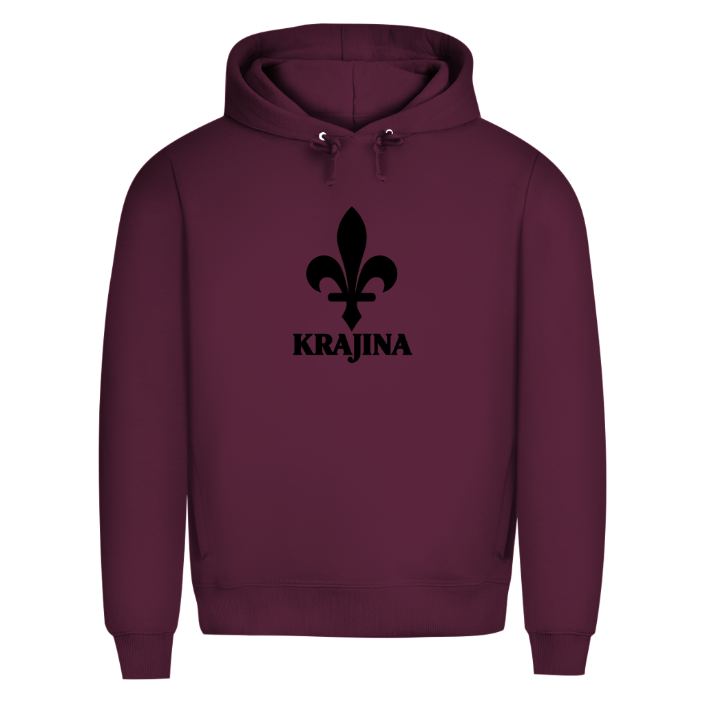 Krajina Herren Premium Bio Hoodie – Bosnische Lilie Schwarz