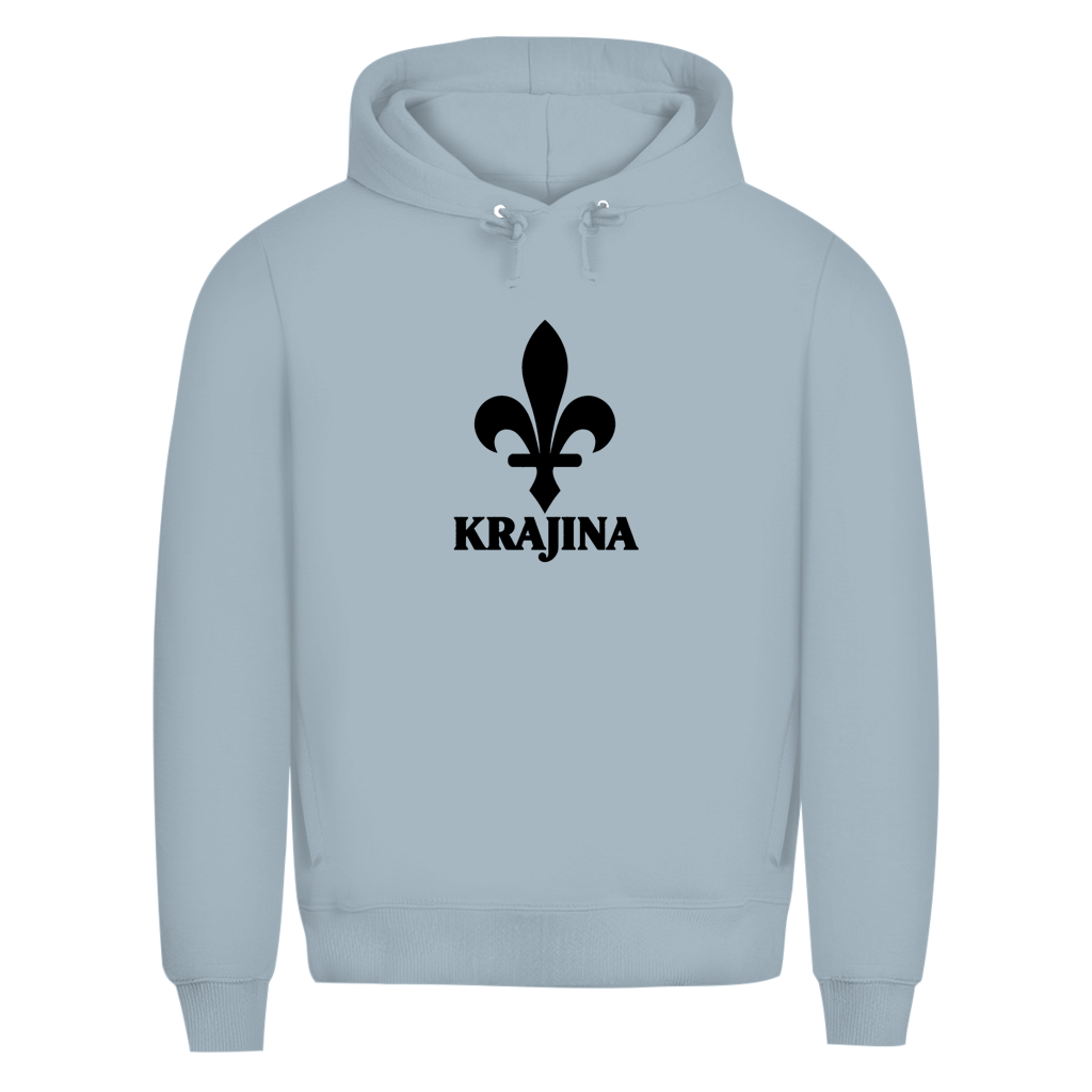 Krajina Herren Premium Bio Hoodie – Bosnische Lilie Schwarz