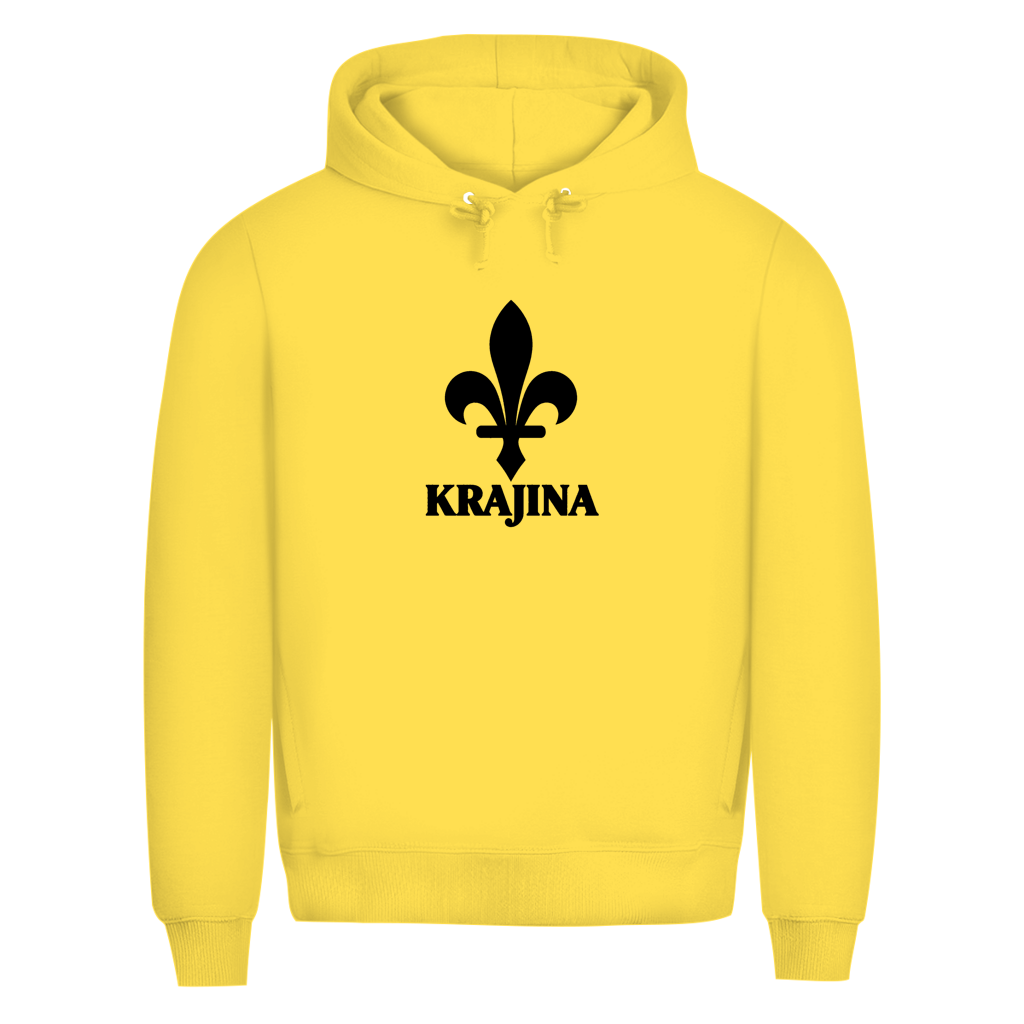 Krajina Herren Premium Bio Hoodie – Bosnische Lilie Schwarz