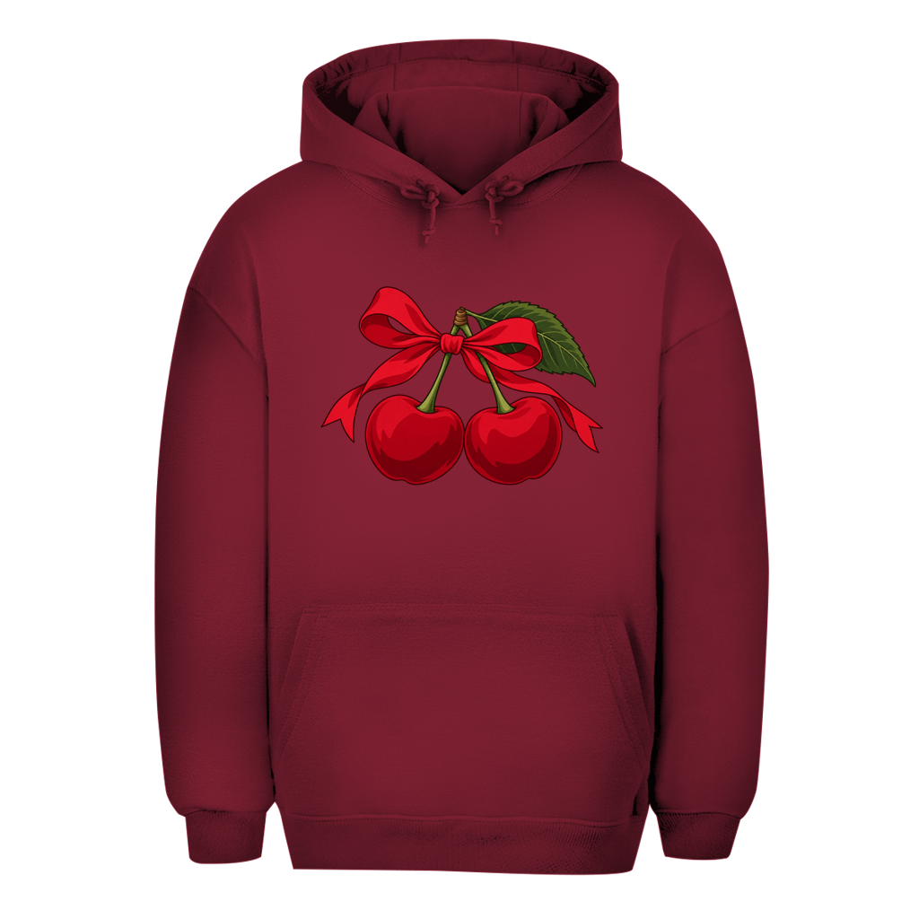 Unisex prevelika dukserica – Cherry Vibes | Dukserica sa kapuljačom i motivom trešnje