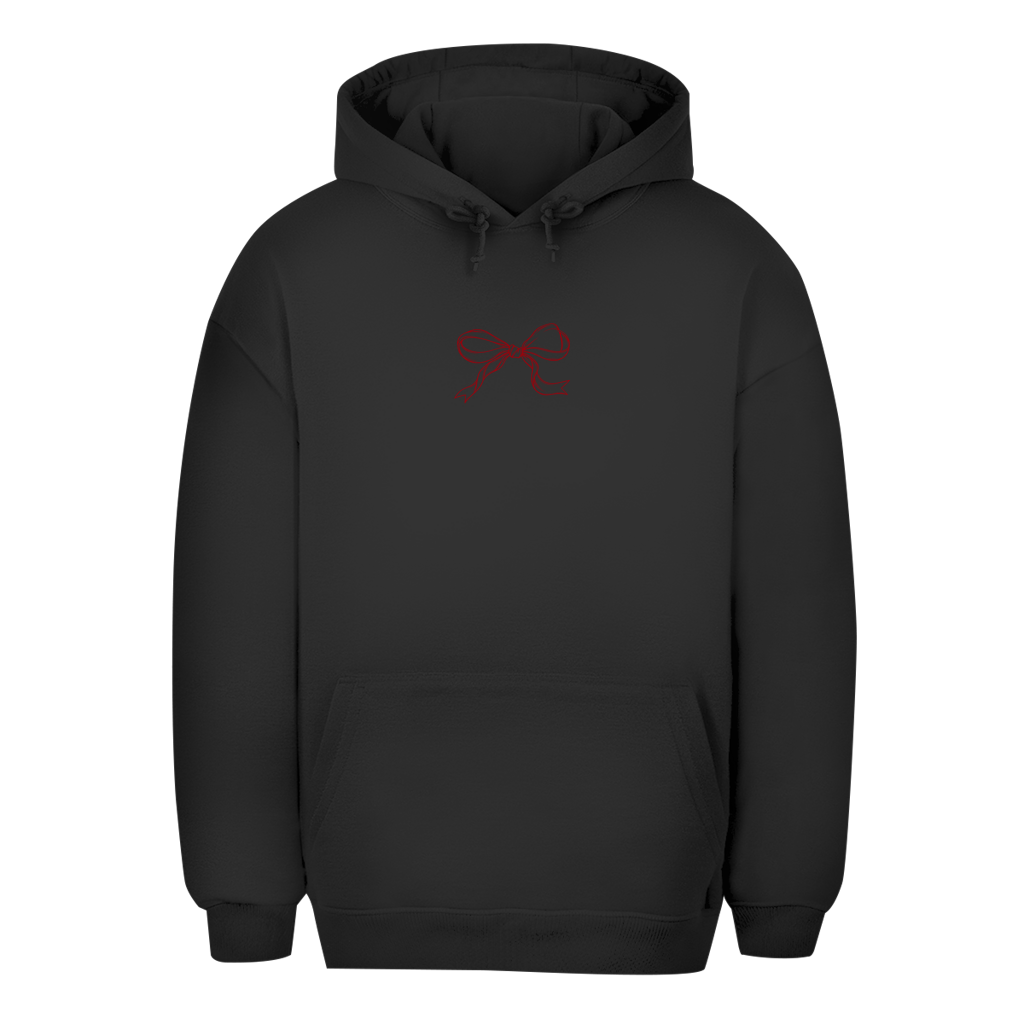 Unisex Oversize hudica – Crvena mašna | Hoodie sa malim motivom mašne