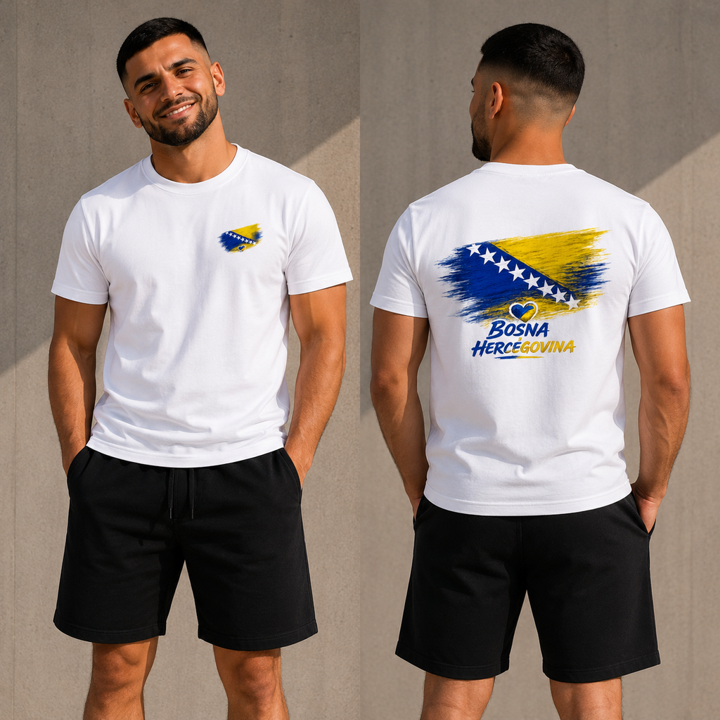 Herren Premium Bio T-Shirt Bosnien Flagge Herz