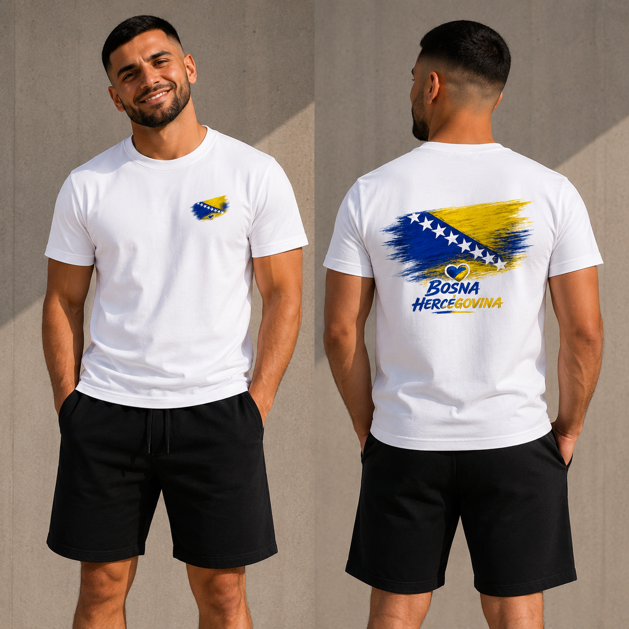 Herren Premium Bio T-Shirt Bosnien Flagge Herz