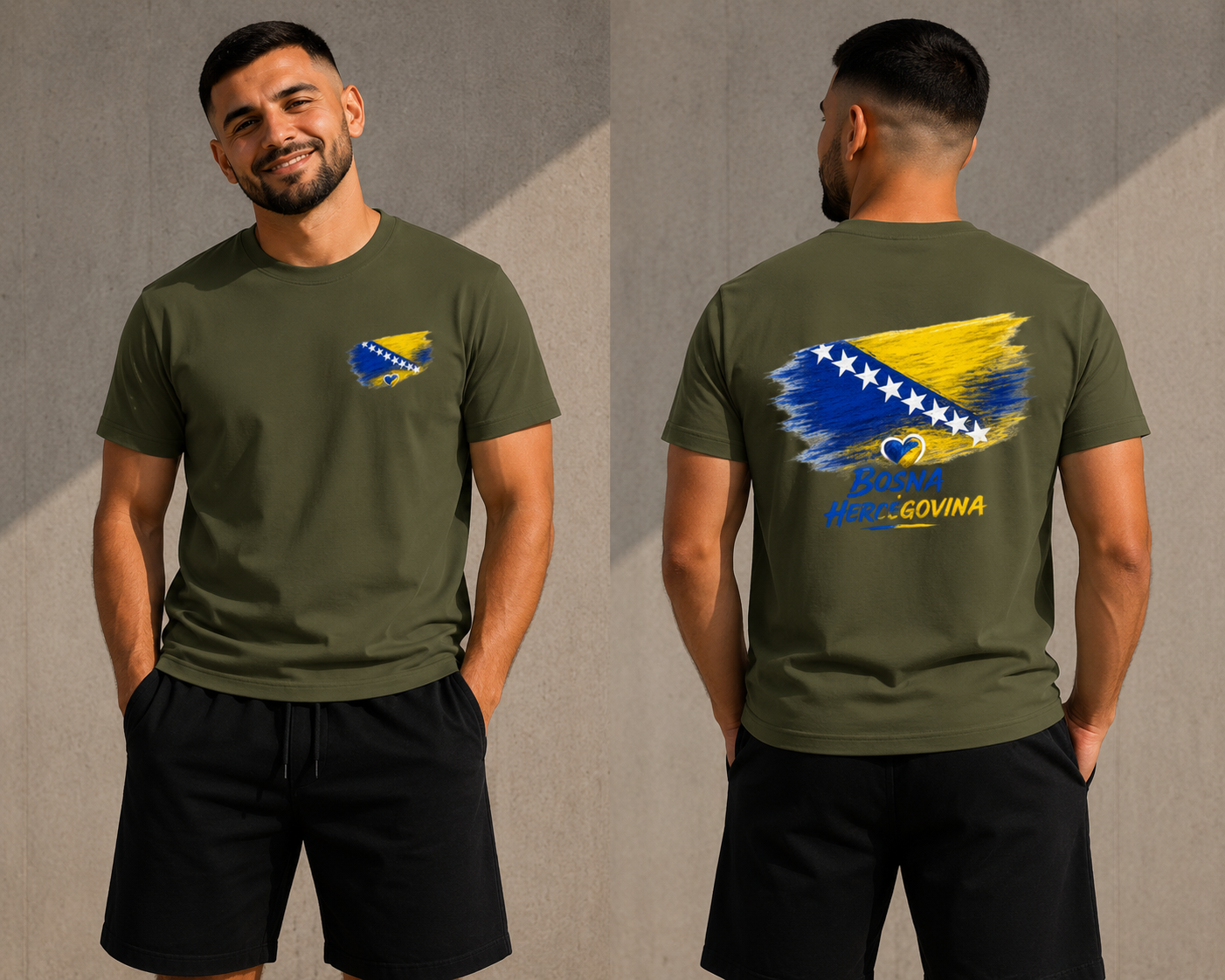 Herren Premium Bio T-Shirt Bosnien Flagge Herz