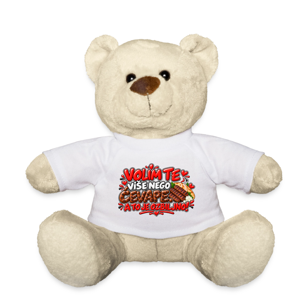 VOLIM TE VIŠE NEGO ĆEVAPE ❤️🧸 – Süßer Kuschelteddy 20 cm - Weiß