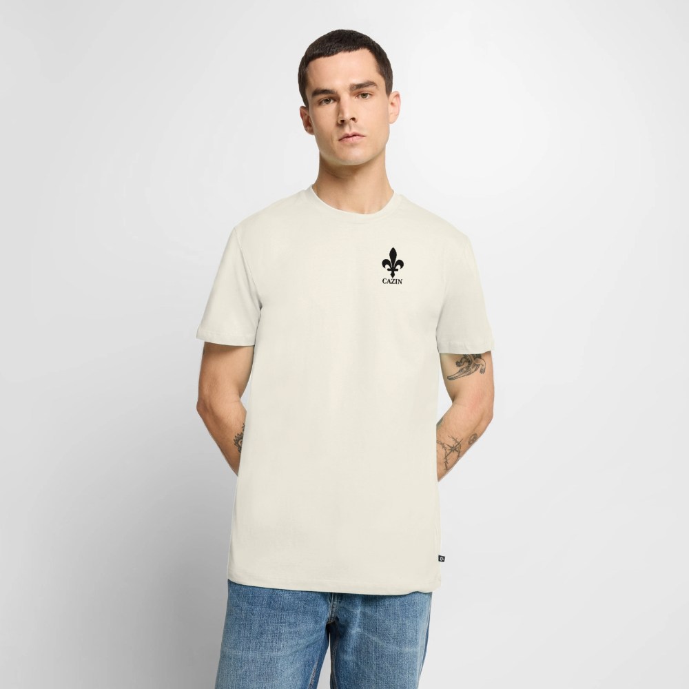 CAZIN Premium T-Shirt Herren – Bosnische Lilie | Brust- & Rückenprint - Naturweiß