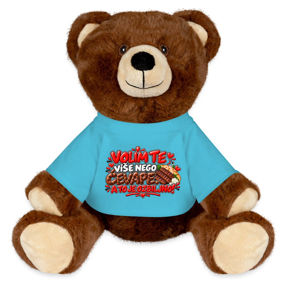 VOLIM TE VIŠE NEGO ĆEVAPE ❤️🧸 – MiniFeet® Kuschelteddy | Lustiges Balkan-Liebesgeschenk - Atollblau