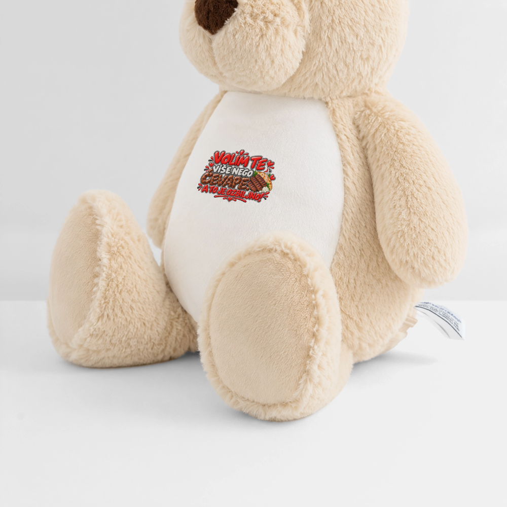 VOLIM TE VIŠE NEGO ĆEVAPE ❤️🧸 – Großer Kuschelteddy 32 cm - Weiß/Mittelbraun
