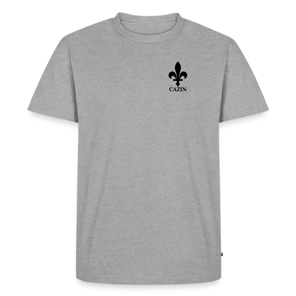 CAZIN Premium T-Shirt Herren – Bosnische Lilie | Left-Chest-Print - Grau meliert
