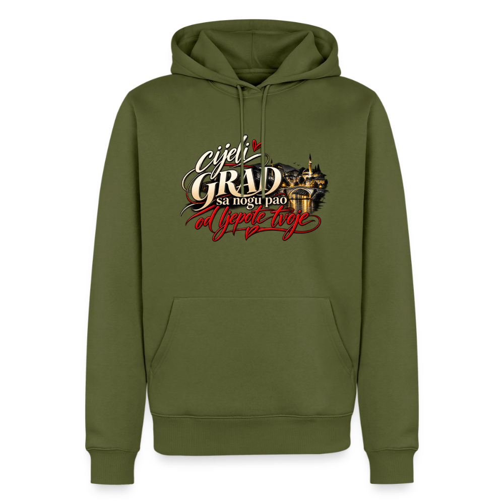 Männer Premium Hoodie - cijeli grad sa nogu pao od ljepote tvoje - Khaki