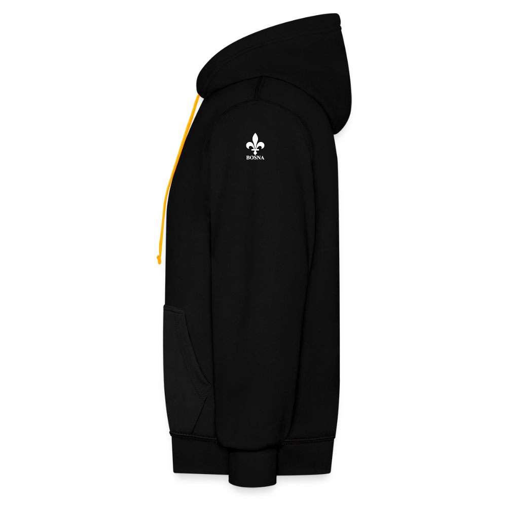 BOSNA Hoodie mit Lilie – AWDis Just Hoods Kontrast-Hoodie mit Ärmelprints - Schwarz/Gold