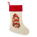 Leinen Weihnachtsstrumpf 🎄 Mit einer Tasse Kaffee wird Weihnachten noch schöner – Zum Befüllen - Natur/Rot 