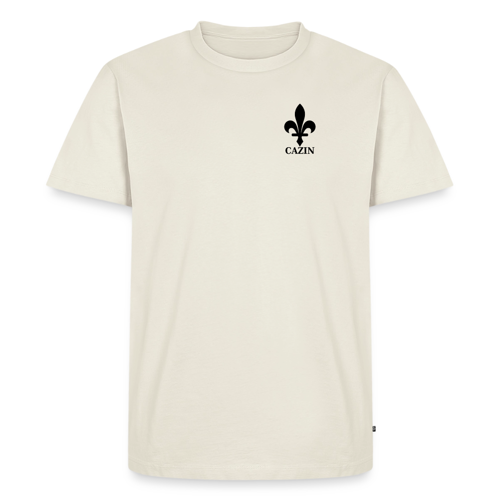 CAZIN Premium T-Shirt Herren – Bosnische Lilie | Left-Chest-Print - Naturweiß