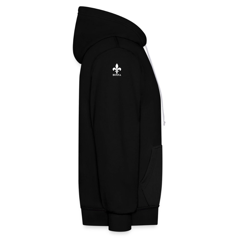 BOSNA Hoodie mit Lilie – AWDis Just Hoods Kontrast-Hoodie mit Ärmelprints - Schwarz/Grau meliert