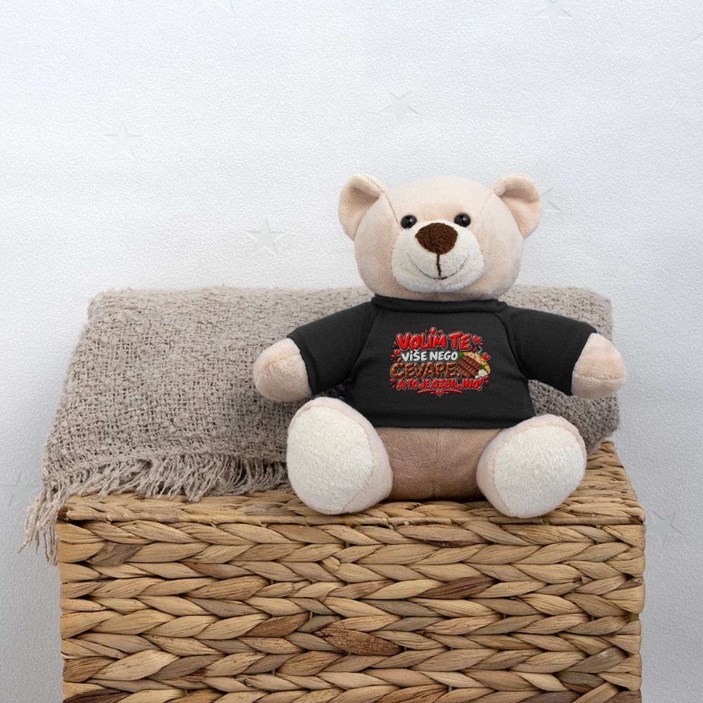 VOLIM TE VIŠE NEGO ĆEVAPE ❤️🧸 – Süßer Kuschelteddy 20 cm - Schwarz