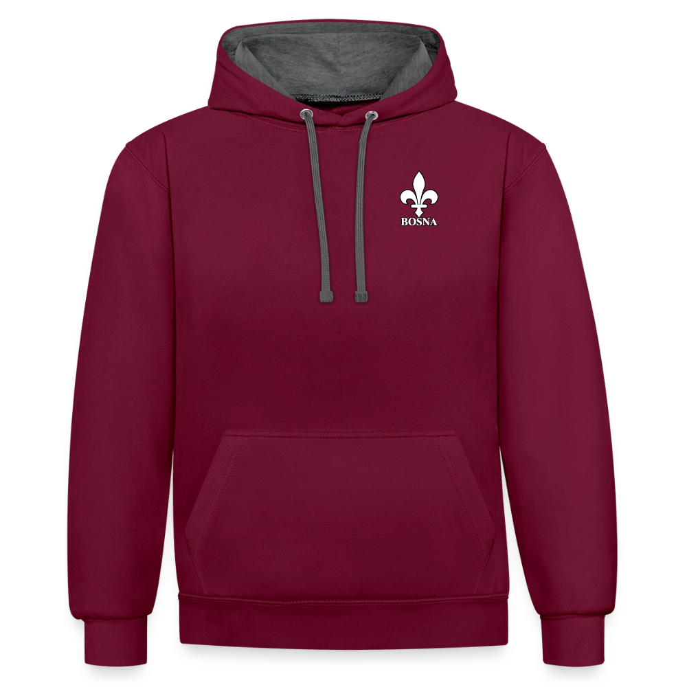 BOSNA Hoodie mit Lilie – AWDis Just Hoods Kontrast-Hoodie Unisex - Weinrot/Anthrazit
