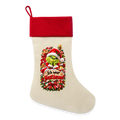 Leinen Weihnachtsstrumpf – Ich war fast brav! | Lustiger Nikolausstrumpf zum Befüllen - Natur/Rot 