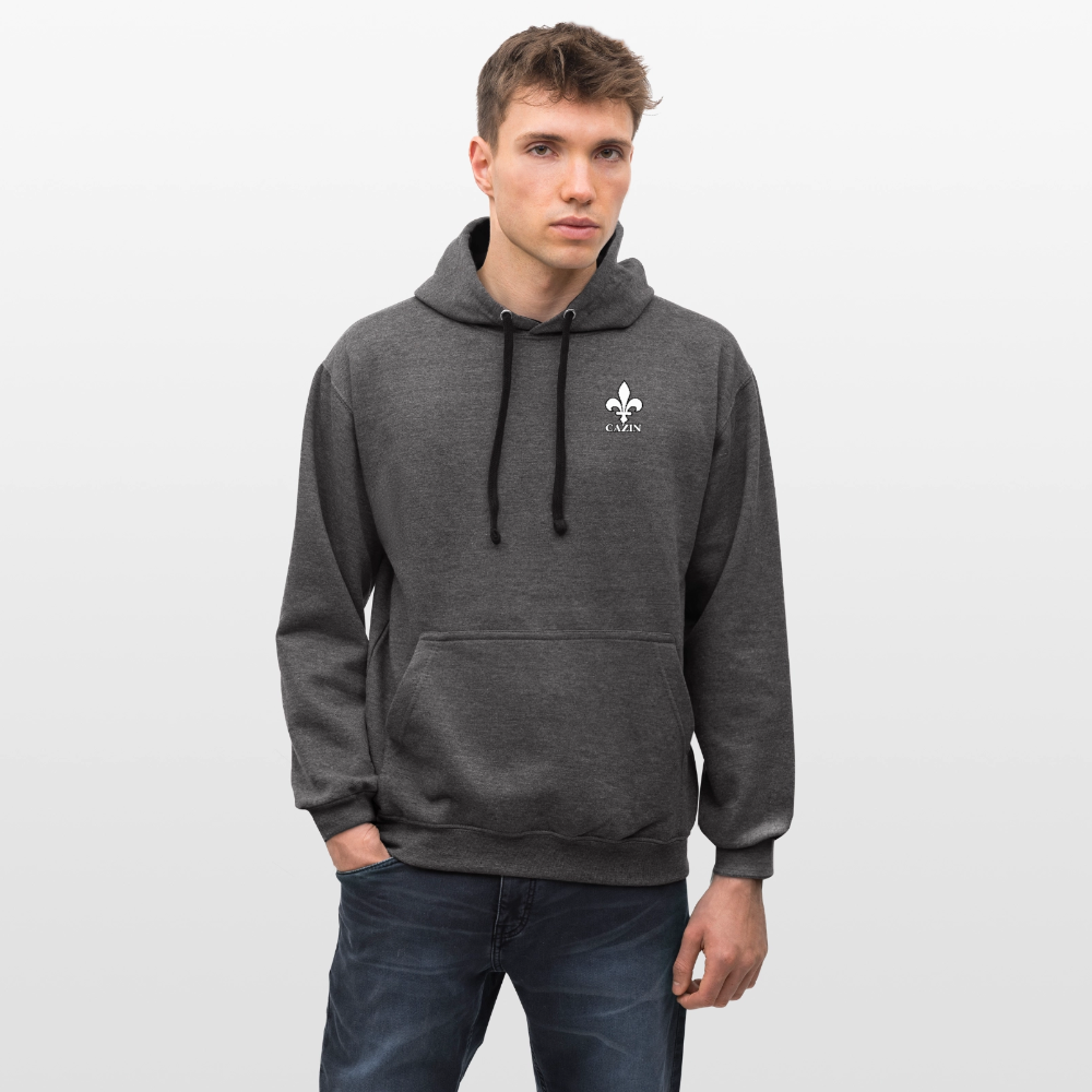AWDis Just Hoods Kontrast-Hoodie Unisex – CAZIN mit bosnischen Lilien | Brust- & Schulterprint - Anthrazit/Schwarz