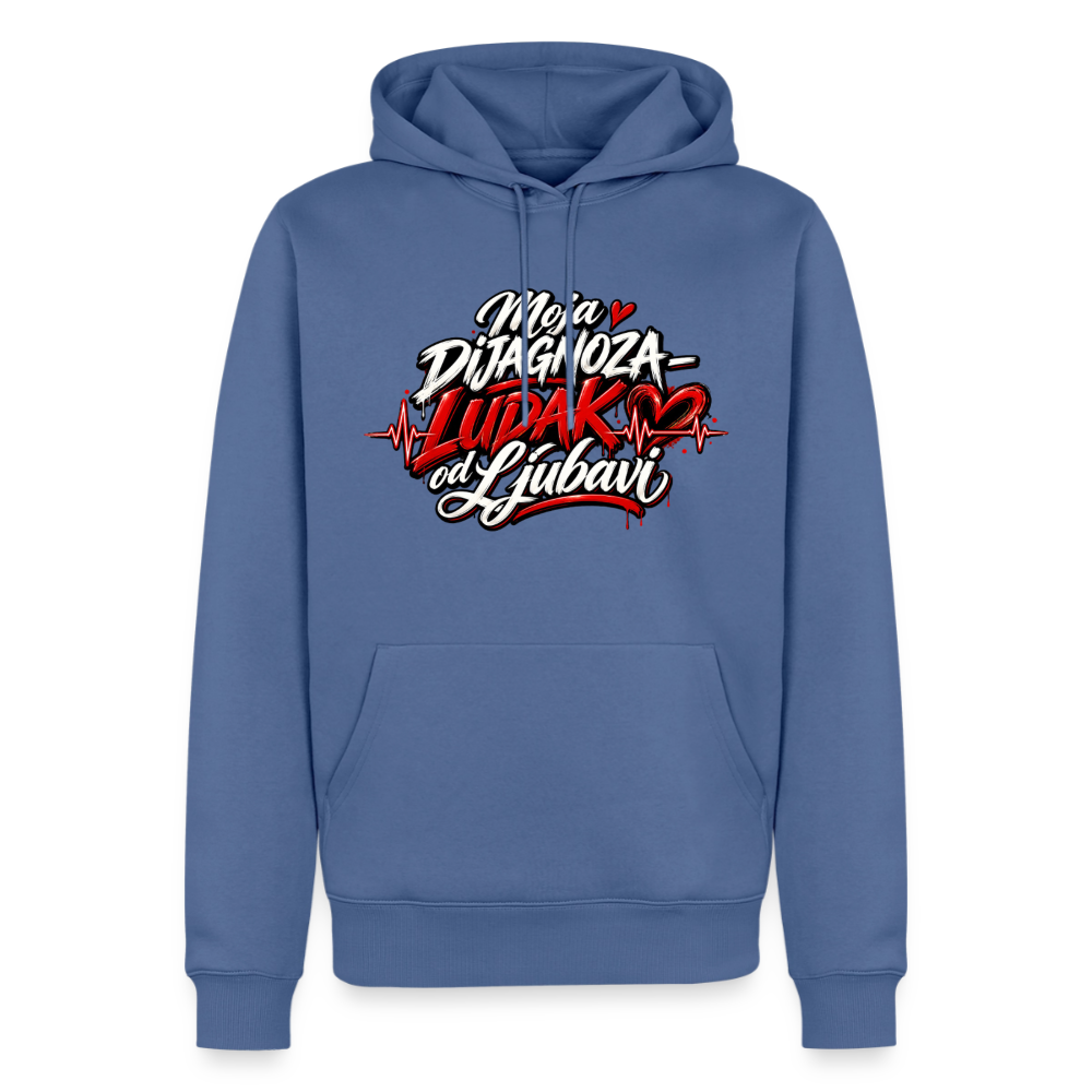 Männer Premium Hoodie - Moja dijagnoza ludak od ljubavi - Taubenblau