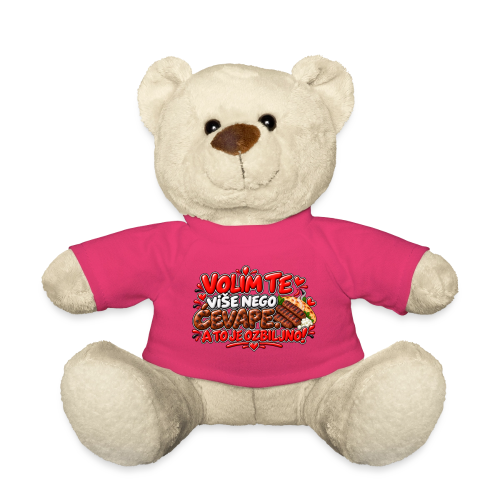 VOLIM TE VIŠE NEGO ĆEVAPE ❤️🧸 – Süßer Kuschelteddy 20 cm - Pink