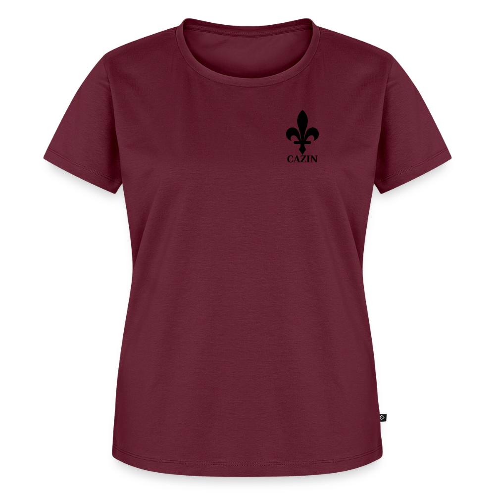 CAZIN Premium T-Shirt Frauen – Bosnische Lilie | Left-Chest-Print - Burgunderrot